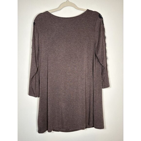 SOMA Brown Cowl Neck Loungewear Black Lace Insets Soft Classic Size Large - Picture 3 of 5